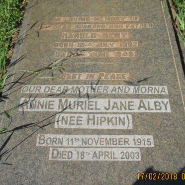 ALBY Harold 1902-1948 &amp; Annie Muriel Jane HIPKIN 1915-2003
