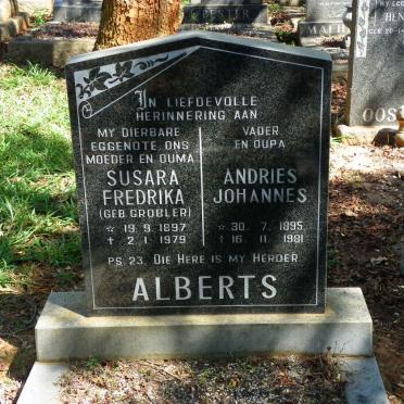 ALBERTS Andries Johannes 1895-1981 &amp; Susara Fredrika GROBLER 1897-1979