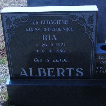 ALBERTS Klasie 1926-1986 &amp; Ria 1921-1986