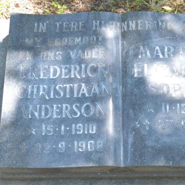ANDERSON Frederick Christiaan 1910-1968 &amp; Martha Elizabeth Sophia 1910-1991
