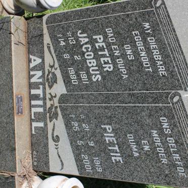 ANTILL Peter Jacobus 1911-1980 &amp; Pietie 1919-2001