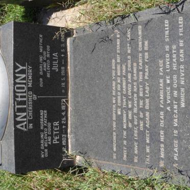 ANTHONY Peter 1903-1973 &amp; Julia 1918-1987