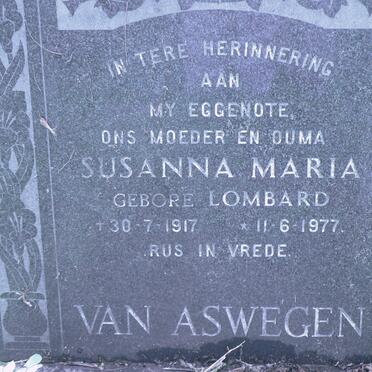 ASWEGEN Susanna Maria, van nee LOMBARD 1917-1977