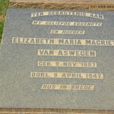 ASWEGEN Elizabeth Maria Magrieta, van 1897-1947