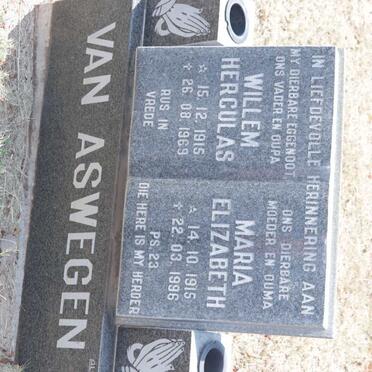 ASWEGEN Willem Herculas, van 1915-1969 &amp; Maria Elizabeth 1915-1996