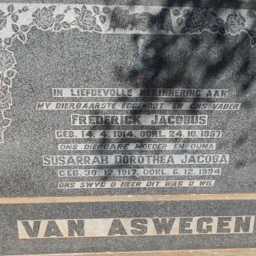 ASWEGEN Frederick Jacobus, van 1914-1957 &amp; Susarrah Dorothea Jacoba 1917-1994