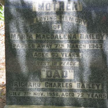 BAILEY Richard Charles -1956 &amp; Maria Magdalena -1943