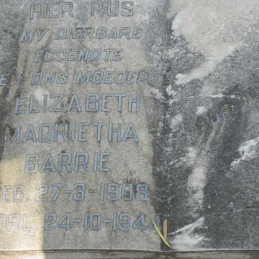 BARRIE Elizabeth Magrietha 1908-1944