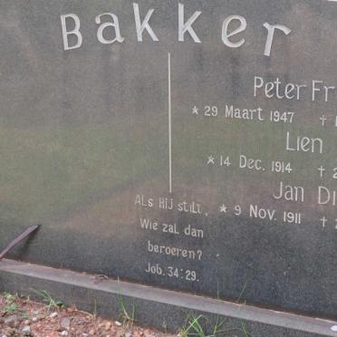 BAKKER Jan Dirk 1911-1982 :: BAKKER Lien 1914-1971 :: BAKKER Peter Frank 1947-1970