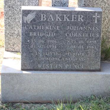 BAKKER Johannes Cornelius 1898-1983 &amp; Catherine Bridgid 1906-1994