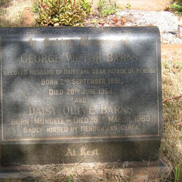 BARNES George Victor 1891-1954 &amp; Daisy Olive MUNDELL -1969