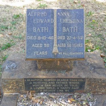 BATH Alfred Edward -1946 &amp; Anna Christina -1952