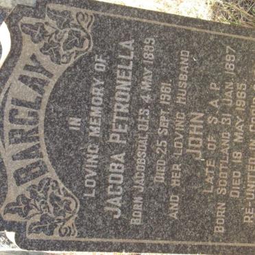 BARCLAY John 1897-1965 &amp; Jacoba Petronella 1889-1961