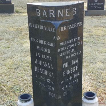 BARNES William Ernest 1914-1987 &amp; Johanna Hendrika 1914-1979