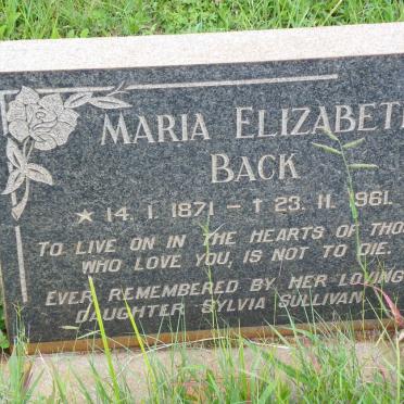 BACK Maria Elizabeth 1871-1961