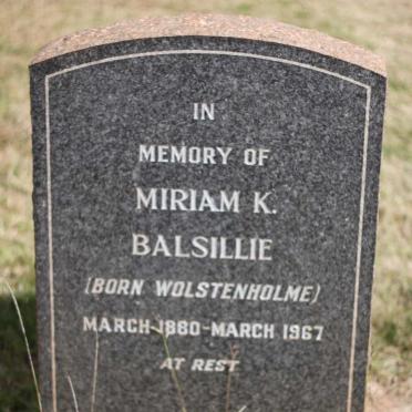 BALSILLIE Miriam K. nee WOLSTENHOLME 1880-1967