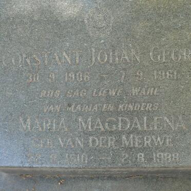 BARTMAN Constant Johan Georg 1906-1961 &amp; Maria Magdalena VAN DER MERWE 1910-1988