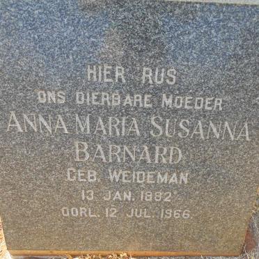 BARNARD Anna Maria Susanna nee WEIDEMAN 1882-1966