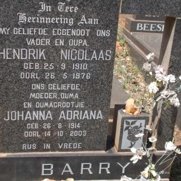 BARRY Hendrik Nicolaas 1910-1976 &amp; Johanna Adriana 1914-2003
