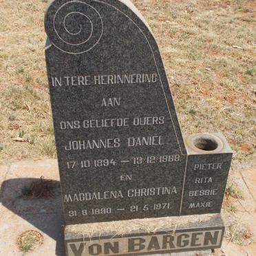 BARGEN Johannes Daniël, von 1894-1968 &amp; Magdalena Christina 1890-1971