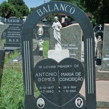BALANCO Antonio Gomes 1917-1980 &amp; Maria de Conceicao 1924-2004