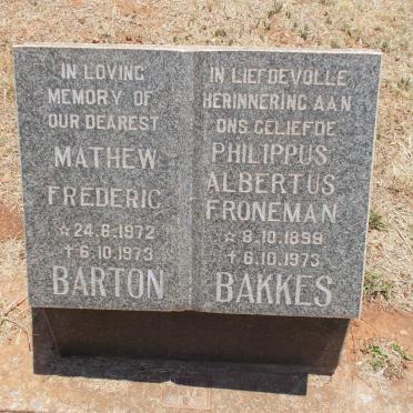 BARTON Mathew Frederic 1972-1973 :: BAKKES Philippus Albertus Froneman 1899-1973