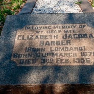 BARBER Elizabeth Jacoba nee LOMBARD 1870-1956