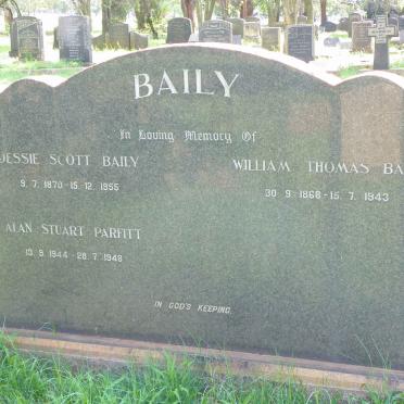 BAILY William Thomas 1868-1943 &amp; Jessie SCOTT 1870-1955 :: PARFITT Alan Stuart 1944-1948