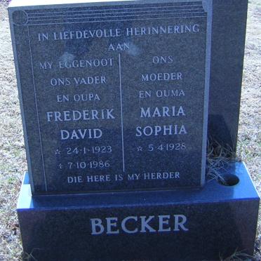 BECKER Frederik David 1923-1986 &amp; Maria Sophia 1928-