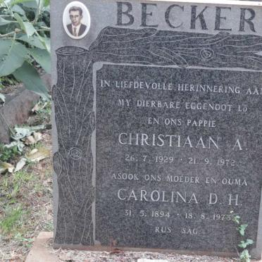 BECKER Christiaan A. 1929-1972 &amp; Carolina D.H. 1894-1973