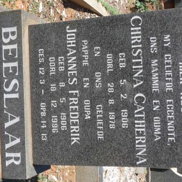 BEESLAAR Johannes Frederik 1906-1996 &amp; Christina Catherina 1906-1978