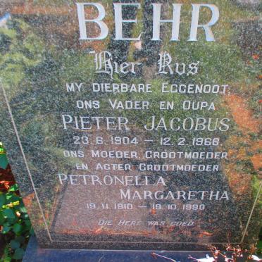 BEHR Pieter Jacobus 1904-1968 &amp; Petronella Margaretha 1910-1990
