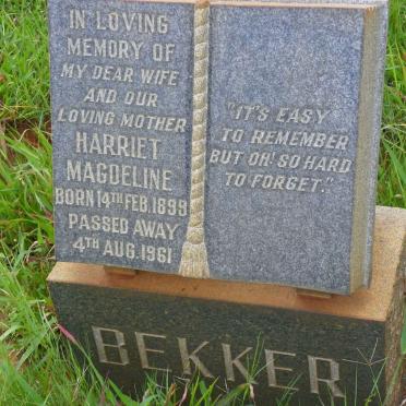 BEKKER Harriet Magdeline 1899-1961