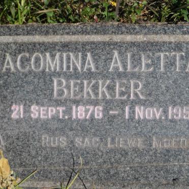 BEKKER Jacomina Aletta 1876-1954