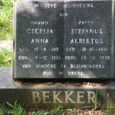 BEKKER Stefanus Albertus 1910-1978 &amp; Cecelia Anna 1911-1975