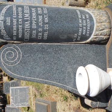 BEEBY Christina J.M. nee OPPERMAN 1928-1957