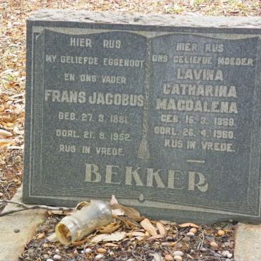 BEKKER Frans Jacobus 1881-1952 &amp; Lavina Catharina Magdalena 1886-1960