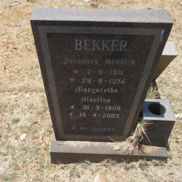 BEKKER Johannes Hendrik 1911-1974 &amp; Margaretha Martina 1908-2003