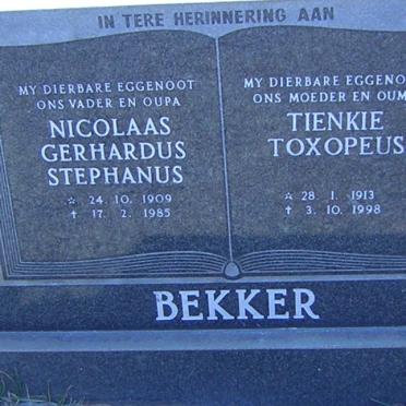 BEKKER Nicolaas Gerhardus Stephanus 1909-1985 &amp; Tinkie Toxopeus 1913-1998