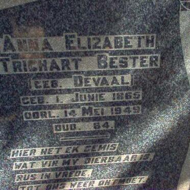 BESTER Anna Elizabeth Trichart nee DE VAAL 1865-1949