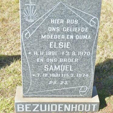 BEZUIDENHOUT Elsie 1891-1970 :: BEZUIDENHOUT Samuel 1921-1974  