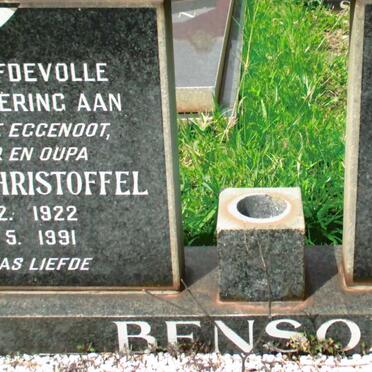 BENSON Marthinus Christoffel 1922-1991 &amp; Maria Cornelia 1920-2016