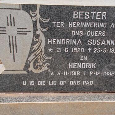 BESTER Hendrik 1916-1992 &amp; Hendrina Susanna 1920-1976