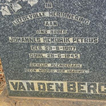 BERG Johannes Hendrik Petrus, van den 1907-1945