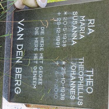 BERG Theophillus Johannes, van den 1936-2010 &amp; Maria Susanna 1938-1991