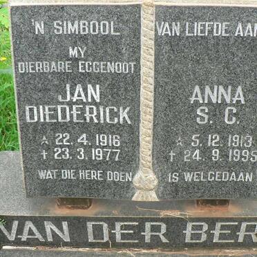 BERG Jan Diederick, van der 1916-1977 &amp; Anna S.C. 1913-1995