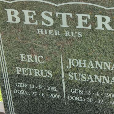 BESTER Eric Petrus 1952-2000 &amp; Johanna Susanna 1960-1983