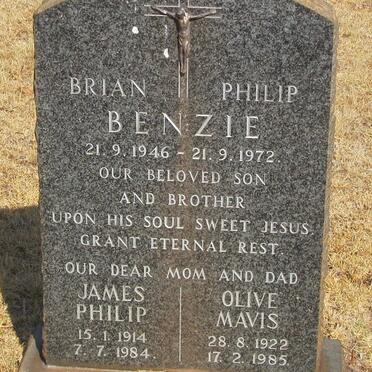 BENZIE James Philip 1914 &amp; Olive Mavis 1922-1985 :: BENZIE Brian Philip 1946-1972
