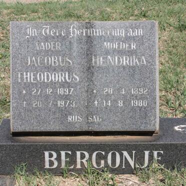 BERGONJE Jacobus Theodorus 1897-1973 &amp; Hendrika 1892-1980