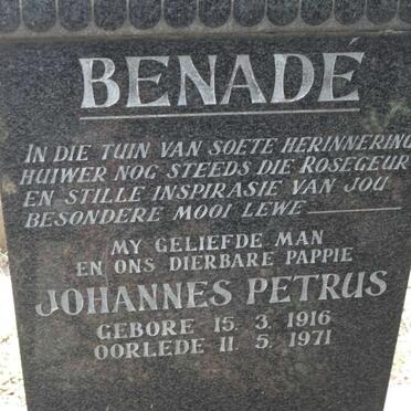 BENADE Johannes Petrus 1916-1971